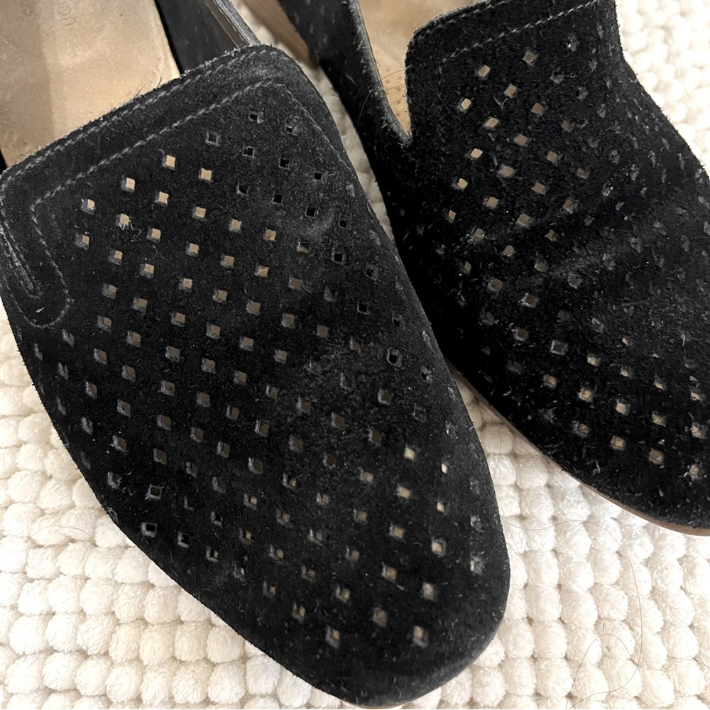 Clarks Juliet Hayes Black Perforated Suede Loafers